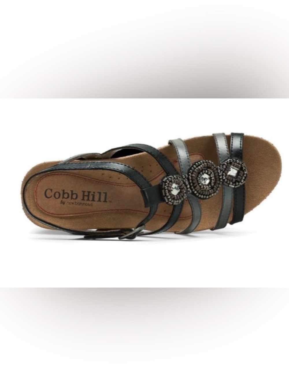 Cobb Hill NWOT “Hannah” Multi-Tonal Black/Gray Strappy Beaded Medallion Sandal 8 - Picture 4 of 10